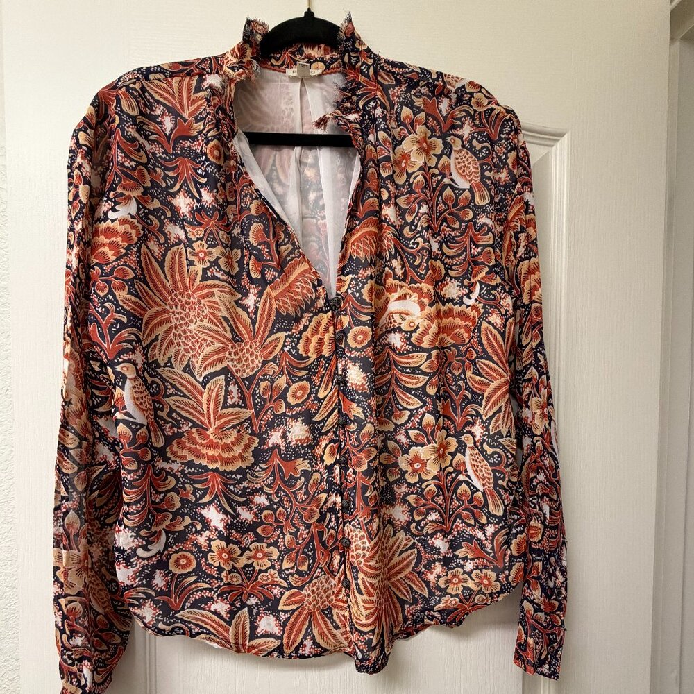 Anthropologie Pilero Paisley ButtonDown LongSleeve Womens Shirt Medium